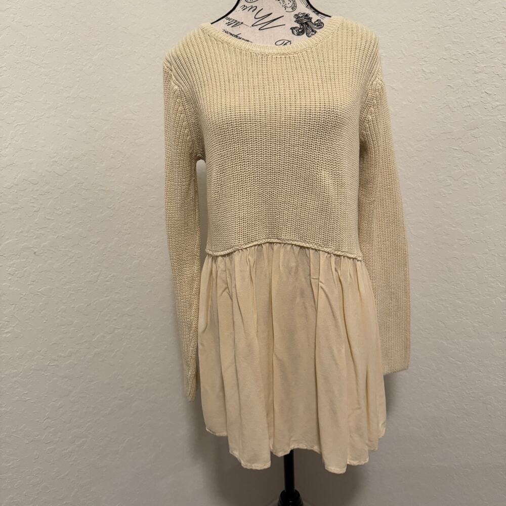 Westbound Women's Cotton Blend Tunic Sweater XL Knit Bodice Flowy Peplum Bottom